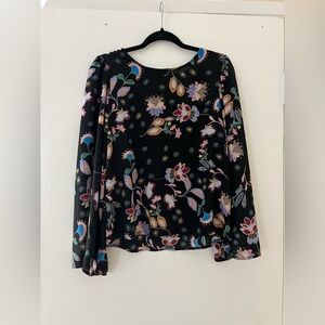 Black floral blouse